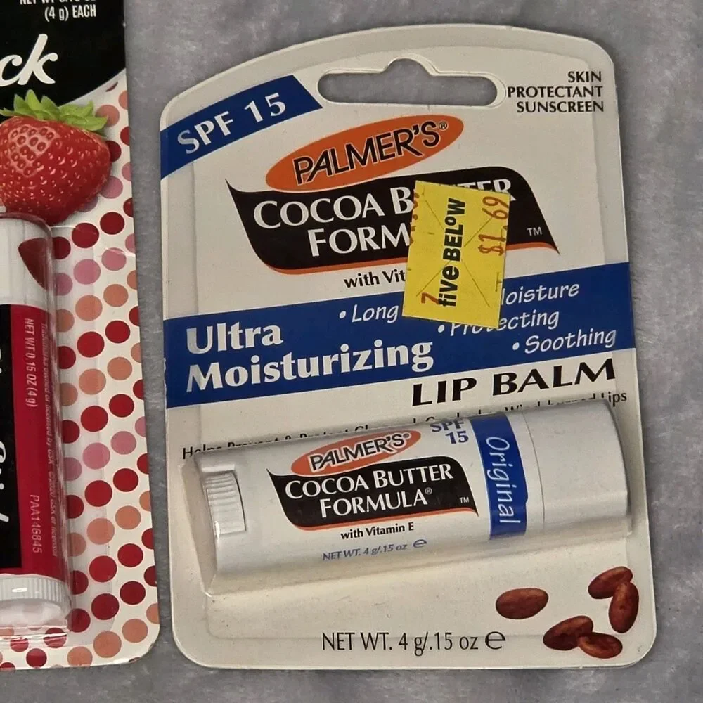Lip Balm Lot of 3 - ChapStick Strawberry 3pk, Palmer's Cocoa Butter SPF15,...